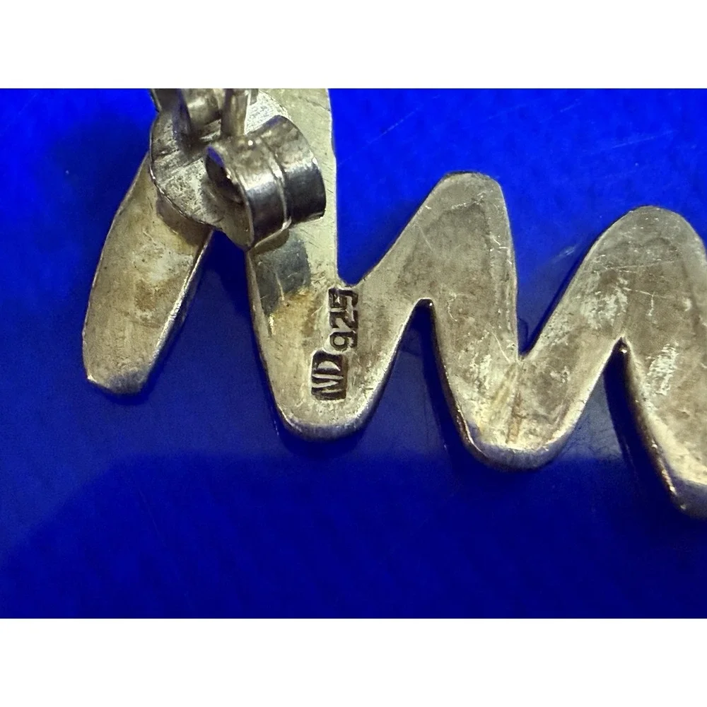 Vintage Zig Zag Earrings Sterling Silver Pierced 925
